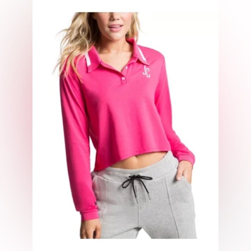 Juicy Couture Y2K Soft Cropped Long Sleeve Collared Polo size XS